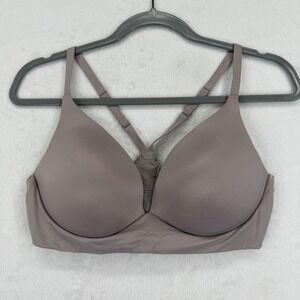 Victoria's Secret‎ Body Lightly Lined Plunge Bra 36D Gray Crisscross Back READ